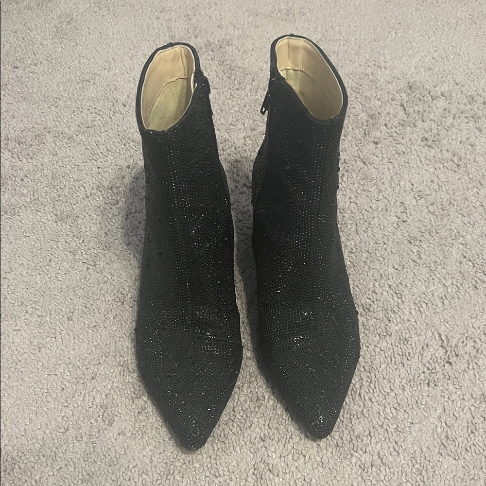 Betsey Johnson Black Embellished Ankle Booties